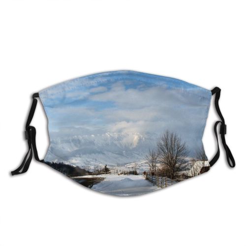 yanfind Winter Bran Cloud Mountains Landscape Sky Mountain Range Tree Romania Winter Natural Dust Washable Reusable Filter and Reusable Mouth Warm Windproof Cotton Face