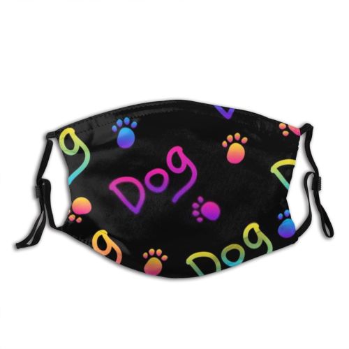 yanfind Abstract Rainbow Original Cute Swatch Futuristic Seamless Dog Summer Doodle Positive Friend Dust Washable Reusable Filter and Reusable Mouth Warm Windproof Cotton Face