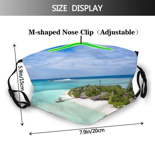 yanfind Idyllic Tropical Coast Vacation Daylight Indian Relaxation Sea Beach Tourism Island Caribbean Dust Washable Reusable Filter and Reusable Mouth Warm Windproof Cotton Face