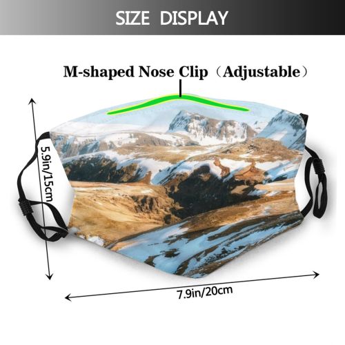yanfind Ice Glacier Daylight Frosty Mountain Daytime Frozen Altitude High Mountains Peak Winter Dust Washable Reusable Filter and Reusable Mouth Warm Windproof Cotton Face