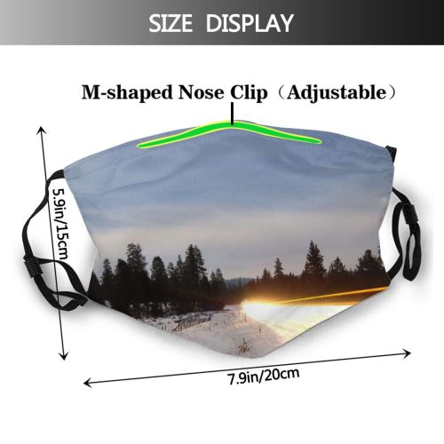 yanfind Winter Night Cars Exposed Car Morning Contrast Winter Natural Roads Lights Cloud Dust Washable Reusable Filter and Reusable Mouth Warm Windproof Cotton Face