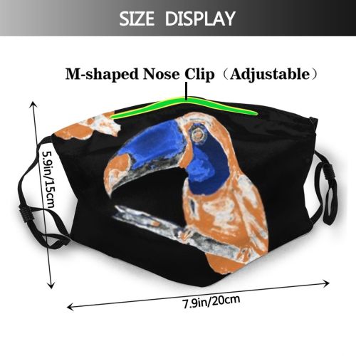 yanfind Bird Vacation Feather Flamingo Hawaii Toucan Brazil Seamless Summer Palm Paradise Beach Dust Washable Reusable Filter and Reusable Mouth Warm Windproof Cotton Face