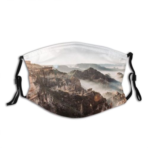 yanfind Idyllic Mountain Rock Geological Tranquil Geology Scenery Altitude Mountains Peak Erosion Misty Dust Washable Reusable Filter and Reusable Mouth Warm Windproof Cotton Face