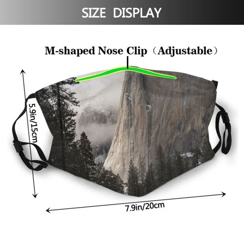 yanfind Ice Glacier Daylight Frost Pine Frosty Wide Mountain Snowy Icy Forest Clouds Dust Washable Reusable Filter and Reusable Mouth Warm Windproof Cotton Face