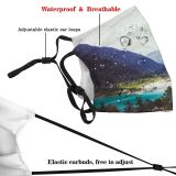 yanfind Lake Daylight Sight Mountain Forest Clouds Peaks Majestic Mountains Grass Valley Trees Dust Washable Reusable Filter and Reusable Mouth Warm Windproof Cotton Face