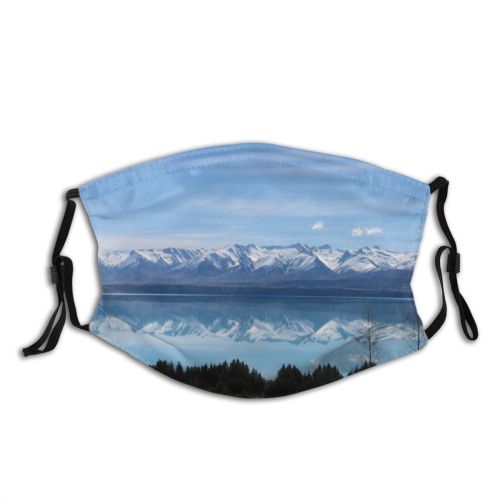 yanfind Highland Lake Natural Wilderness Cloud Landscape Mountain Sky Landforms Zealand Mountainous Reflection Dust Washable Reusable Filter and Reusable Mouth Warm Windproof Cotton Face