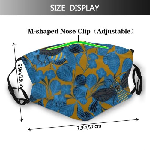yanfind Abstract Bee Garden Hive Cute Bumblebee Bees Insect Seamless Natural Summer Ornament   Dust Washable Reusable Filter and Reusable Mouth Warm Windproof Cotton Face