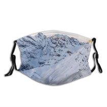 yanfind Ice Glacier Daylight Frost Holidays Frosty Mountain Snowy Clouds Daytime Peaks Frozen Dust Washable Reusable Filter and Reusable Mouth Warm Windproof Cotton Face