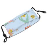 yanfind Life Cute Fishing Seamless Colorful Wildlife Fauna Summer Endless Shell Coral Seaweed Dust Washable Reusable Filter and Reusable Mouth Warm Windproof Cotton Face