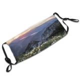 yanfind Idyllic Afterglow Sunset Flora Sight Dawn Mountain Clouds Rockyscape Scenery Free Mountains Dust Washable Reusable Filter and Reusable Mouth Warm Windproof Cotton Face