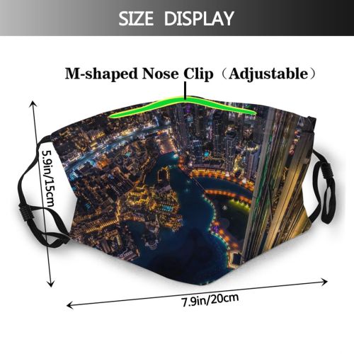 yanfind Khalifa Shot Citylights Downtown Bird's Urban Above From Aerial Architecture Dubai City Dust Washable Reusable Filter and Reusable Mouth Warm Windproof Cotton Face