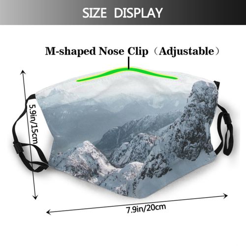 yanfind Ice Glacier Daylight Frost Hike Mountain Snowy Climb Frozen Snowcapped Altitude High Dust Washable Reusable Filter and Reusable Mouth Warm Windproof Cotton Face