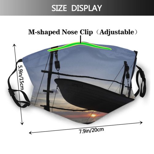 yanfind Chain Fishing Sailboat Nautical Over Transportation Horizon Bow Ship Sky Silhouette Pole Dust Washable Reusable Filter and Reusable Mouth Warm Windproof Cotton Face