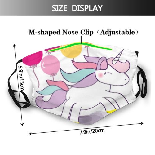 yanfind Isolated Rainbow Pony Heraldic Little Cute Laugh Fantasy Trendy Pastel Doodle Magic Dust Washable Reusable Filter and Reusable Mouth Warm Windproof Cotton Face