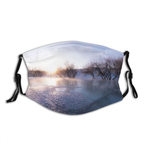 yanfind Dawn Ice East Frost Sunset Landscape Frozen Tranquility Bare Rural Tree Scene Dust Washable Reusable Filter and Reusable Mouth Warm Windproof Cotton Face
