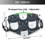 yanfind Abstract Isolated Decor Fashion Meow Cat Kitty Cute Stylish Seamless Doodle Baby Dust Washable Reusable Filter and Reusable Mouth Warm Windproof Cotton Face