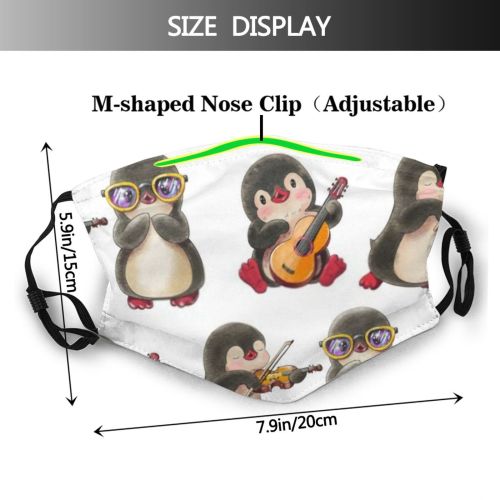 yanfind Arctic Bird Comic Cute Antarctic Seamless Winter Doodle Child Baby Design Art Dust Washable Reusable Filter and Reusable Mouth Warm Windproof Cotton Face