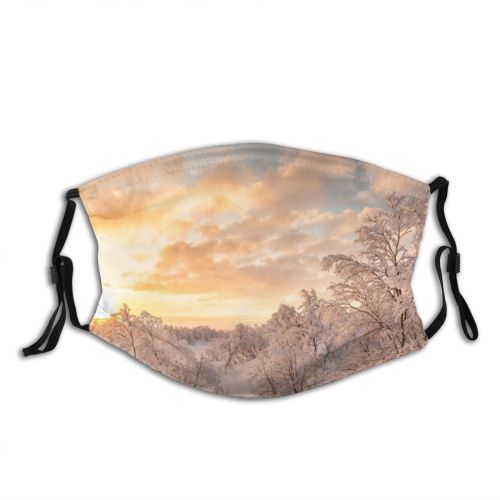 yanfind Ice Europe Sliding Frost Sunset Fjord Arctic Landscape Frozen Finnish Tranquility Coastline Dust Washable Reusable Filter and Reusable Mouth Warm Windproof Cotton Face
