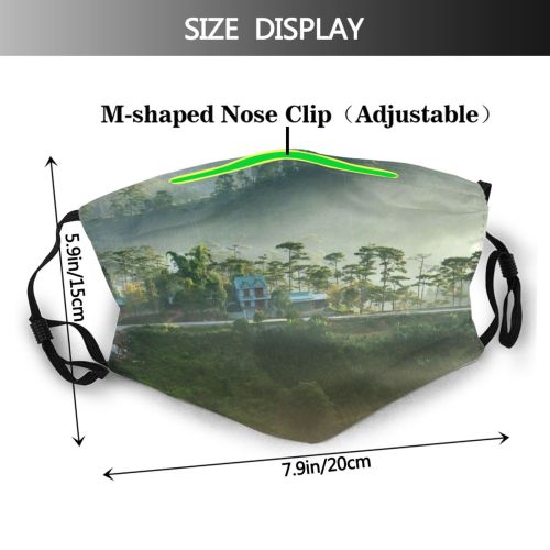 yanfind Idyllic Dawn Tranquil Scenery Mountains Tree Misty Outdoors Hazy Sky Dusk Peaceful Dust Washable Reusable Filter and Reusable Mouth Warm Windproof Cotton Face