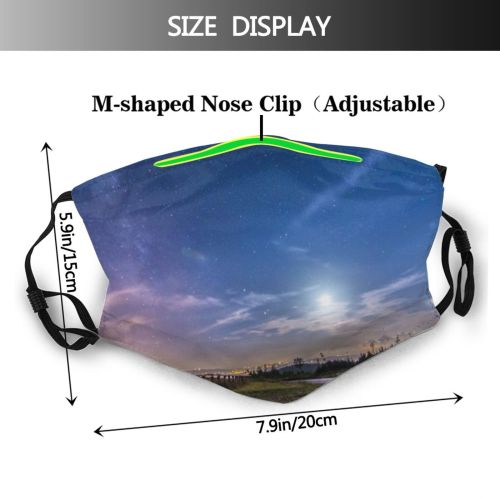 yanfind Built Building Constellation Structure Night Star Science Land Scene Illuminated Milky Galaxy Dust Washable Reusable Filter and Reusable Mouth Warm Windproof Cotton Face