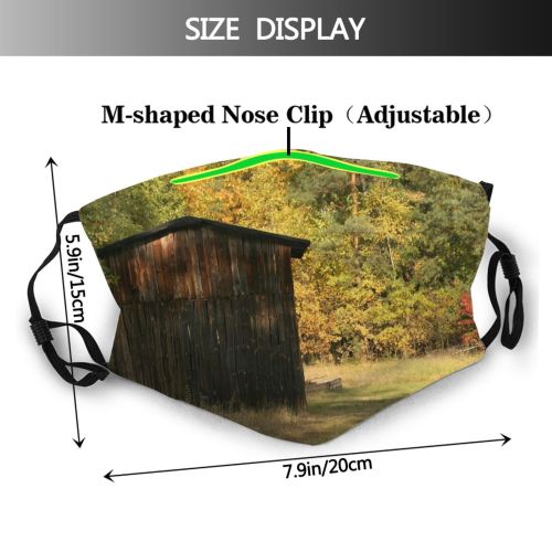 yanfind Rural Forest Outhouse Landscape Leaf Tree Wood Natural Autumn Shed Area Autumn Dust Washable Reusable Filter and Reusable Mouth Warm Windproof Cotton Face