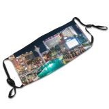 yanfind Landmark Downtown Evening Reflections Night Vegas Tower Bridge Architectural Hotels Casino Urban Dust Washable Reusable Filter and Reusable Mouth Warm Windproof Cotton Face