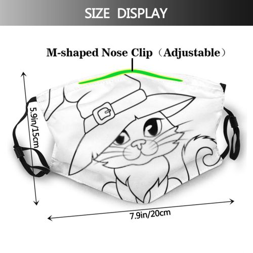 yanfind Isolated Horror Halloween Witchcraft Cat Kitty Cute Fantasy Fear Night Celebrate Coloring Dust Washable Reusable Filter and Reusable Mouth Warm Windproof Cotton Face