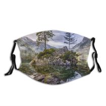 yanfind Lake Daylight Calm Park Reflections Mountain Clouds Scenery Mountains National Grass Trees Dust Washable Reusable Filter and Reusable Mouth Warm Windproof Cotton Face