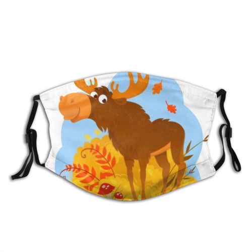 yanfind Isolated Herbs Picture Cute Elk Habitat Natural Wildlife Fall Wilderness Autumn Wood Dust Washable Reusable Filter and Reusable Mouth Warm Windproof Cotton Face