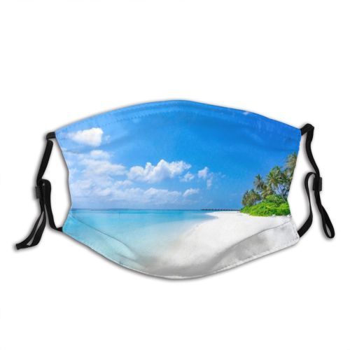yanfind Idyllic Tropical Shore Vacation Cloudscape Oceanside Seaside Sea Clouds Daytime Beach Tranquil Dust Washable Reusable Filter and Reusable Mouth Warm Windproof Cotton Face