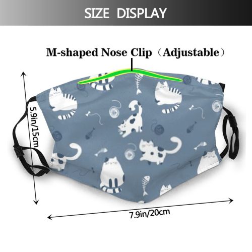 yanfind Meow Cat Kitty Cute Seamless Room Doodle Child Simple Design Face Pet Dust Washable Reusable Filter and Reusable Mouth Warm Windproof Cotton Face