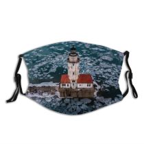 yanfind Ice Downtown Sunset District Pier Lighthouse Sweden Over Sky USA Illinois Chicago Dust Washable Reusable Filter and Reusable Mouth Warm Windproof Cotton Face