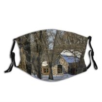 yanfind Winter Woody Cottage Plant Buildings Ice Home Branch Turkeys Snow Houses Stone Dust Washable Reusable Filter and Reusable Mouth Warm Windproof Cotton Face