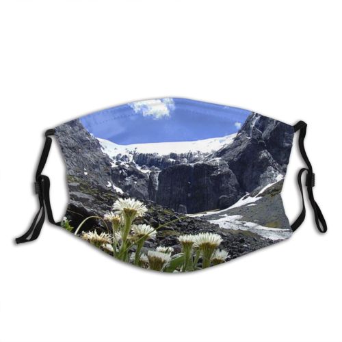 yanfind Fiordland Natural Sun Cliffs Wilderness Landscape Mountain Plant Flowers Wildflower Ice Fiords Dust Washable Reusable Filter and Reusable Mouth Warm Windproof Cotton Face