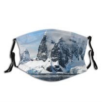 yanfind Ice Glacier Mountain Icy Sea Mountains Winter Icescape Glacial Floating Snow Sky Dust Washable Reusable Filter and Reusable Mouth Warm Windproof Cotton Face