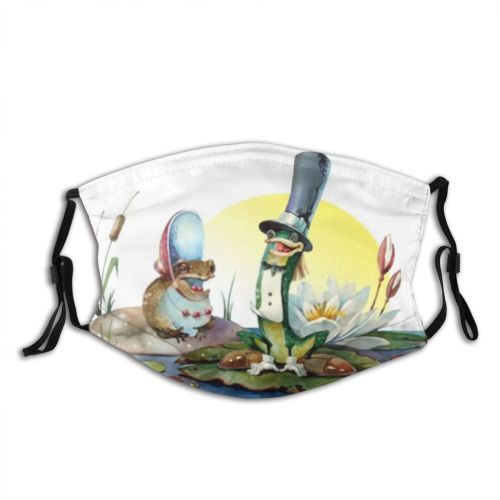 yanfind Isolated Cute Easter Lily Frog Lilies Flowers Vintage Grass Design Beautiful Toad Dust Washable Reusable Filter and Reusable Mouth Warm Windproof Cotton Face
