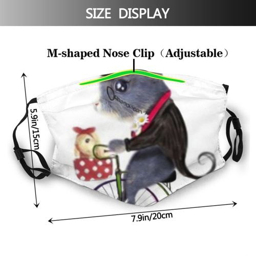 yanfind Fashion Little Cute Alice Easter Wonderland Rabbit Magic Bicycle Vintage Tradition Baby Dust Washable Reusable Filter and Reusable Mouth Warm Windproof Cotton Face