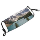 yanfind Ice Glacier Lake Daylight Frosty Mountain Clouds Evergreen River Scenery Majestic Mountains Dust Washable Reusable Filter and Reusable Mouth Warm Windproof Cotton Face