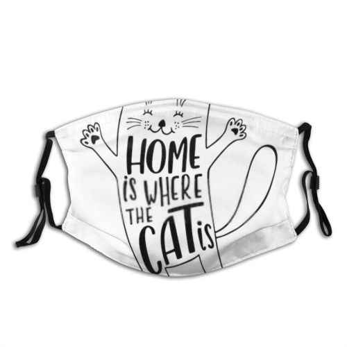 yanfind Calligraphy Typographic Cat Cute Kitty Silhouette Font Kid Embrace Inspiration Contour Doodle Dust Washable Reusable Filter and Reusable Mouth Warm Windproof Cotton Face
