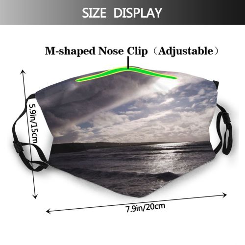 yanfind Winter Horizon Beach Cloud Sea Sky Ocean Beach Daytime Waves Atmosphere Sea Dust Washable Reusable Filter and Reusable Mouth Warm Windproof Cotton Face