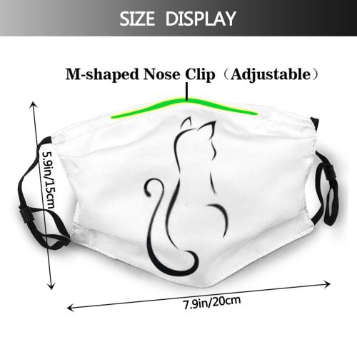 yanfind Isolated Cat Design Art Tail Stealth Kitten Cartoon Paw Silhouette Dust Washable Reusable Filter and Reusable Mouth Warm Windproof Cotton Face