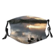 yanfind Eveing Dusk Goose Lake Loch Reflections Twilight Sunset Sea Reflection Sky Mountain Dust Washable Reusable Filter and Reusable Mouth Warm Windproof Cotton Face