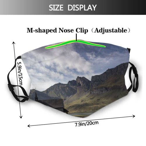 yanfind Lake Daylight Sight Mountain Clouds Scenery Mountains Grass Architecture Outdoors Sky Lakeside Dust Washable Reusable Filter and Reusable Mouth Warm Windproof Cotton Face