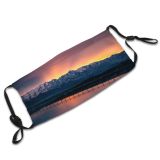 yanfind Lake Sunset Evening Dawn Covered Mountains Winter Snow Outdoors Light Dusk Reflection Dust Washable Reusable Filter and Reusable Mouth Warm Windproof Cotton Face