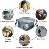 yanfind Exploration Auto Dramatic Range Fjord Landscape Tranquility Lifestyles Togetherness Hiking Snow Scene Dust Washable Reusable Filter and Reusable Mouth Warm Windproof Cotton Face