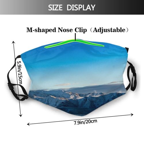 yanfind Ice Glacier Daylight Frost Frosty Mountain Snowy Clouds Daytime Peaks Frozen Scenery Dust Washable Reusable Filter and Reusable Mouth Warm Windproof Cotton Face