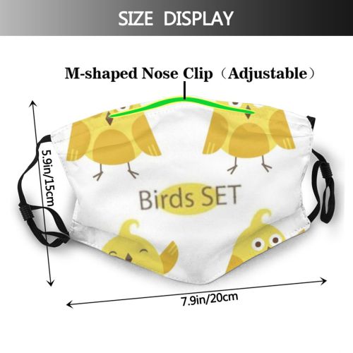 yanfind Isolated Farm Emoticon Lovely Childish Bird Artwork Little Comic Cute Wise Wildlife Dust Washable Reusable Filter and Reusable Mouth Warm Windproof Cotton Face