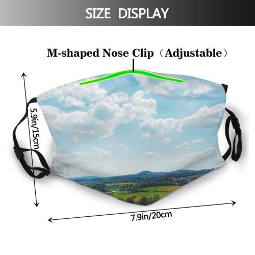 yanfind Idyllic Forest Grass Clouds Rural Woods Tranquil Scenic Trees Sky Grassland Mountains Dust Washable Reusable Filter and Reusable Mouth Warm Windproof Cotton Face
