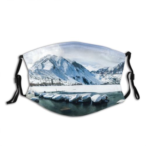 yanfind Lake Frosty Mountain Frozen Capped High Mountains Beautiful Winter Fjord Outdoors Snow Dust Washable Reusable Filter and Reusable Mouth Warm Windproof Cotton Face