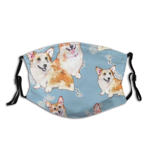 yanfind Calligraphy Isolated Fur Cute Seamless Dog Pastel Puppy Welsh Ginger Handwritten Baby Dust Washable Reusable Filter and Reusable Mouth Warm Windproof Cotton Face